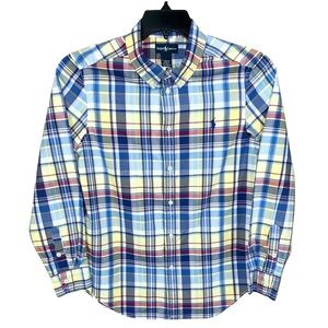 Ralph Lauren Shirt Boys Size L 14/16 Yellow Blue Red Pink Plaids Button Front